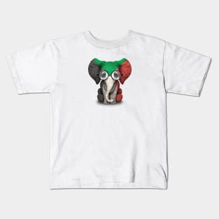 Baby Elephant with Glasses and Sudanese Flag Kids T-Shirt